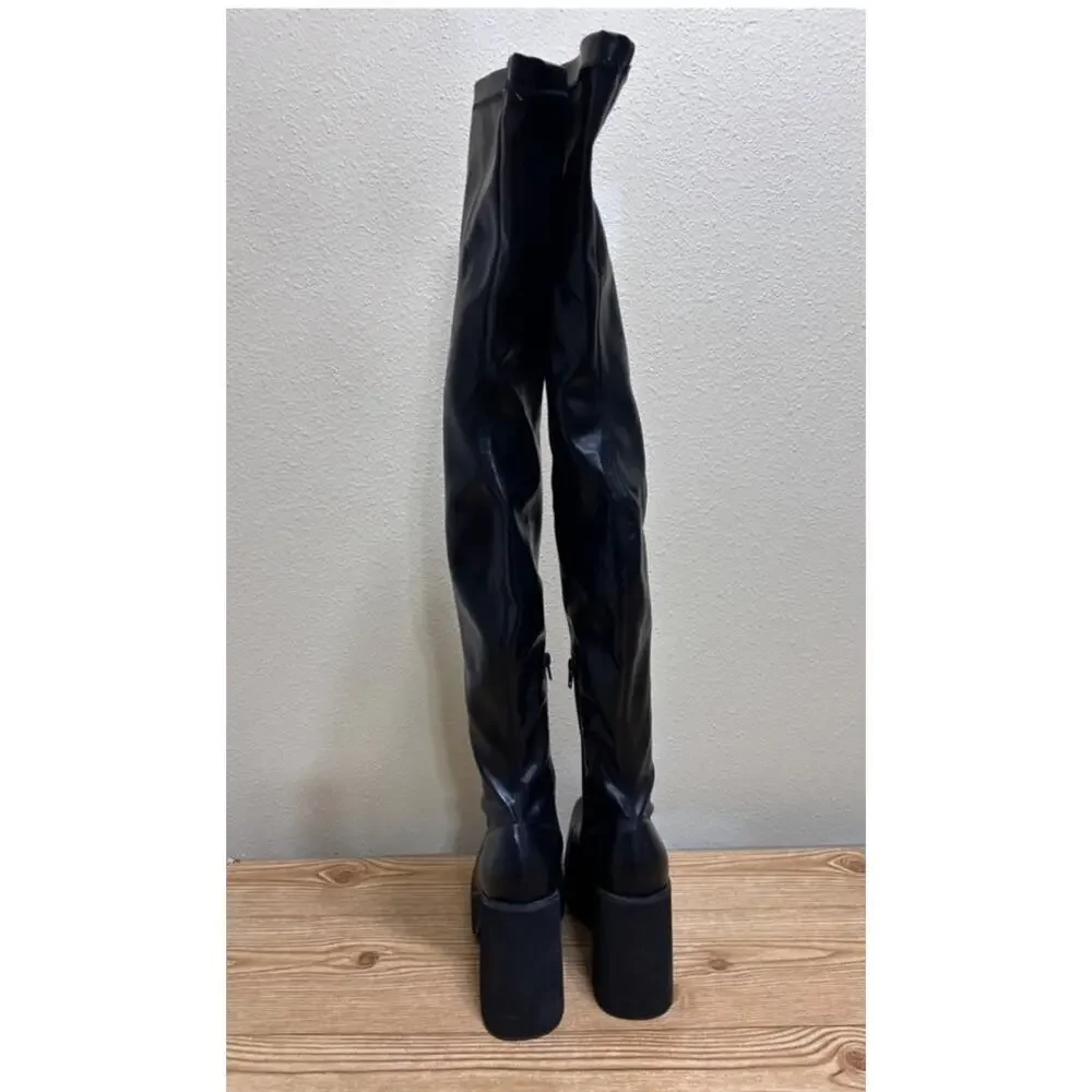 koi Damar Black Over-the-Knee Platform Boots 6/39 Vegan Leather Goth Grunge